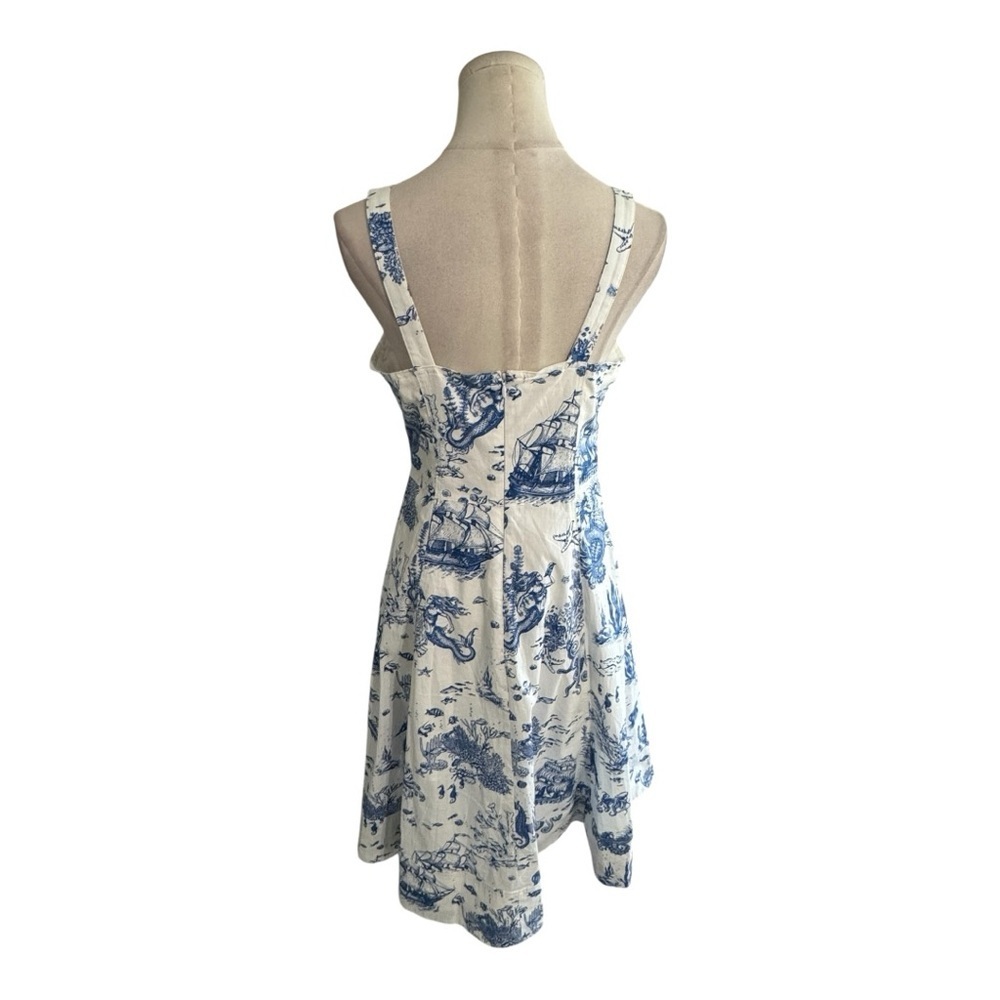 AVEC‎ LES FILLES Toile Nautical Print Cotton Blend Midi Dress Size 8 Mermaid Sea - Picture 7 of 14